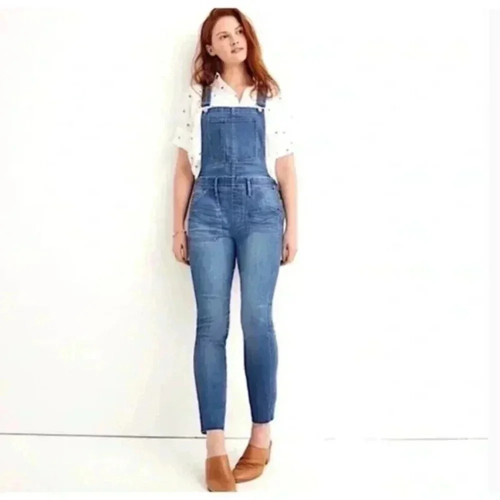 Madewell Med The Skinny Overalls Jeans Kemp Wash Strech Denim H5926